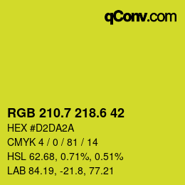 カラーコード: RGB 210.7 218.6 42 | qconv.com