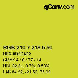 カラーコード: RGB 210.7 218.6 50 | qconv.com