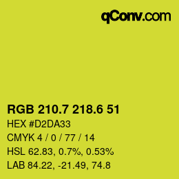 カラーコード: RGB 210.7 218.6 51 | qconv.com
