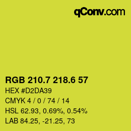 カラーコード: RGB 210.7 218.6 57 | qconv.com