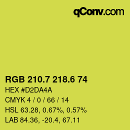 カラーコード: RGB 210.7 218.6 74 | qconv.com