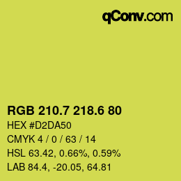 カラーコード: RGB 210.7 218.6 80 | qconv.com