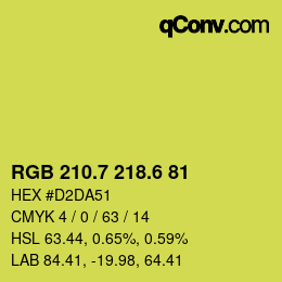 カラーコード: RGB 210.7 218.6 81 | qconv.com