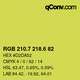 カラーコード: RGB 210.7 218.6 82 | qconv.com