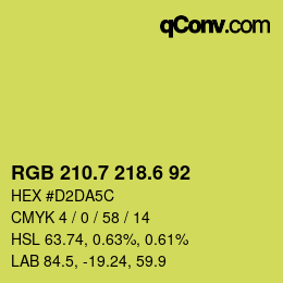 カラーコード: RGB 210.7 218.6 92 | qconv.com