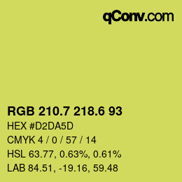 カラーコード: RGB 210.7 218.6 93 | qconv.com