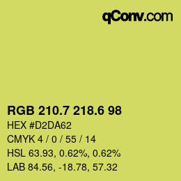 カラーコード: RGB 210.7 218.6 98 | qconv.com