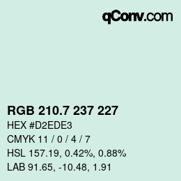 カラーコード: RGB 210.7 237 227 | qconv.com