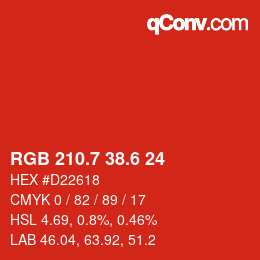 カラーコード: RGB 210.7 38.6 24 | qconv.com