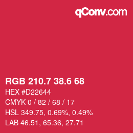 カラーコード: RGB 210.7 38.6 68 | qconv.com