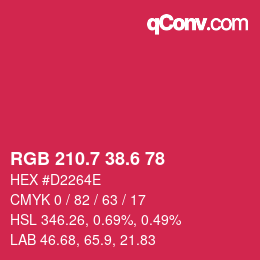 カラーコード: RGB 210.7 38.6 78 | qconv.com