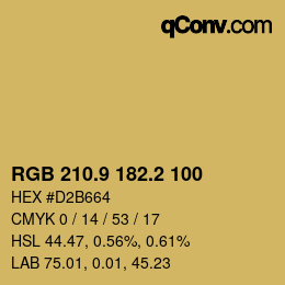 Color code: RGB 210.9 182.2 100 | qconv.com