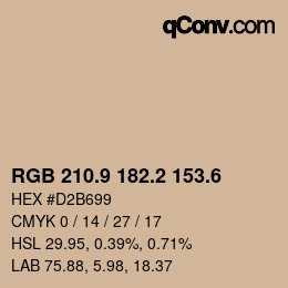 カラーコード: RGB 210.9 182.2 153.6 | qconv.com