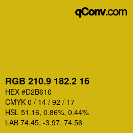 カラーコード: RGB 210.9 182.2 16 | qconv.com