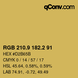 Color code: RGB 210.9 182.2 91 | qconv.com
