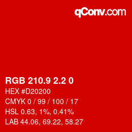 カラーコード: RGB 210.9 2.2 0 | qconv.com