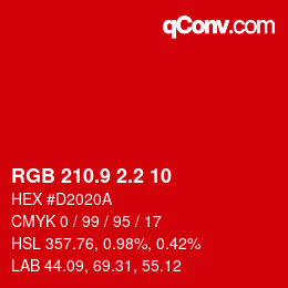 カラーコード: RGB 210.9 2.2 10 | qconv.com