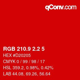 カラーコード: RGB 210.9 2.2 5 | qconv.com