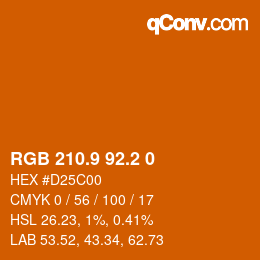 Farbcode: RGB 210.9 92.2 0 | qconv.com