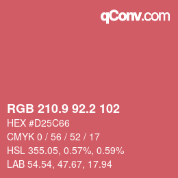 カラーコード: RGB 210.9 92.2 102 | qconv.com