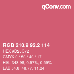 カラーコード: RGB 210.9 92.2 114 | qconv.com
