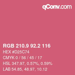 カラーコード: RGB 210.9 92.2 116 | qconv.com