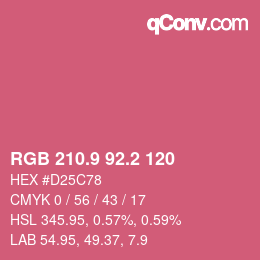 カラーコード: RGB 210.9 92.2 120 | qconv.com