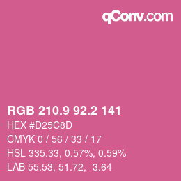 カラーコード: RGB 210.9 92.2 141 | qconv.com
