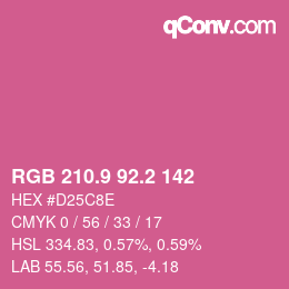 カラーコード: RGB 210.9 92.2 142 | qconv.com