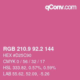 カラーコード: RGB 210.9 92.2 144 | qconv.com