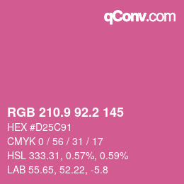 カラーコード: RGB 210.9 92.2 145 | qconv.com
