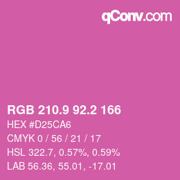 カラーコード: RGB 210.9 92.2 166 | qconv.com