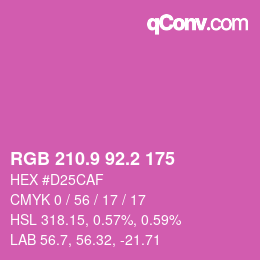 カラーコード: RGB 210.9 92.2 175 | qconv.com
