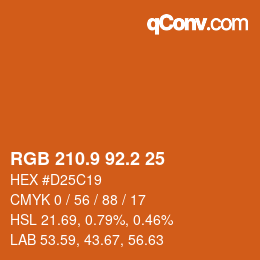 カラーコード: RGB 210.9 92.2 25 | qconv.com