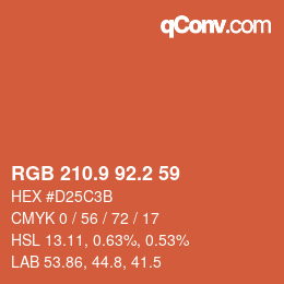 カラーコード: RGB 210.9 92.2 59 | qconv.com