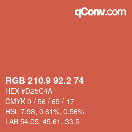 カラーコード: RGB 210.9 92.2 74 | qconv.com