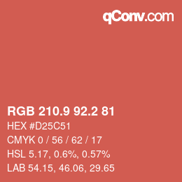 Color code: RGB 210.9 92.2 81 | qconv.com