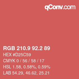 カラーコード: RGB 210.9 92.2 89 | qconv.com