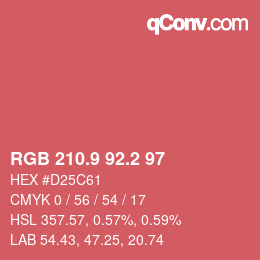 カラーコード: RGB 210.9 92.2 97 | qconv.com