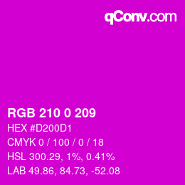 カラーコード: RGB 210 0 209 | qconv.com