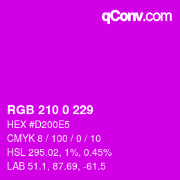 Color code: RGB 210 0 229 | qconv.com