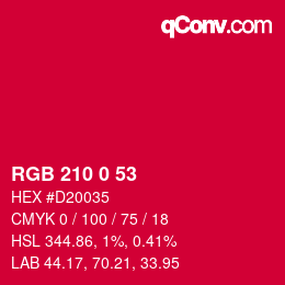 Color code: RGB 210 0 53 | qconv.com