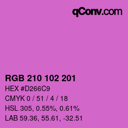 Color code: RGB 210 102 201 | qconv.com