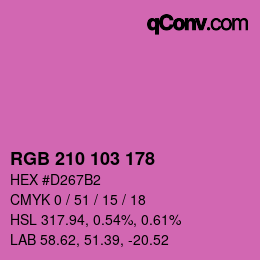 カラーコード: RGB 210 103 178 | qconv.com