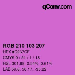 Color code: RGB 210 103 207 | qconv.com