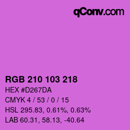 Color code: RGB 210 103 218 | qconv.com