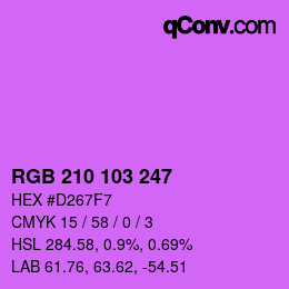 Color code: RGB 210 103 247 | qconv.com