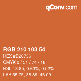 Color code: RGB 210 103 54 | qconv.com
