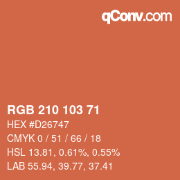 Color code: RGB 210 103 71 | qconv.com