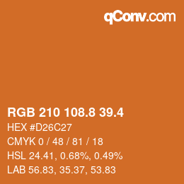 カラーコード: RGB 210 108.8 39.4 | qconv.com